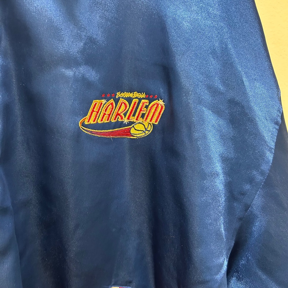 Harlem School Ball Basketball Satin Jacket Full Zip Blue Red White XXL - Picture 3 of 6